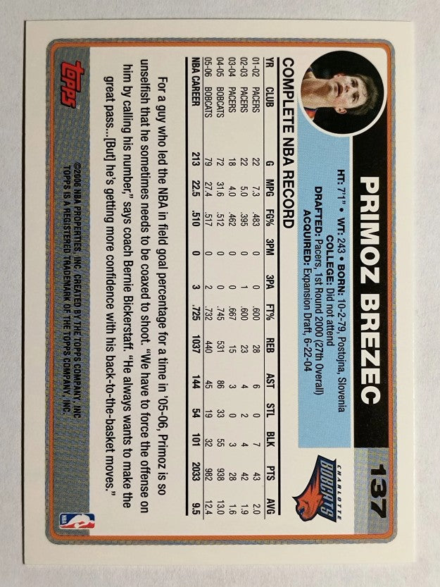 2006-07 Topps #137 Primoz Brezec