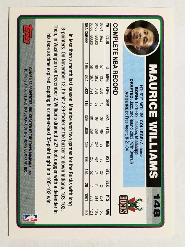 2006-07 Topps #148 Maurice Williams