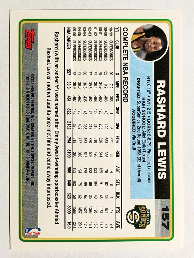 2006-07 Topps #157 Rashard Lewis