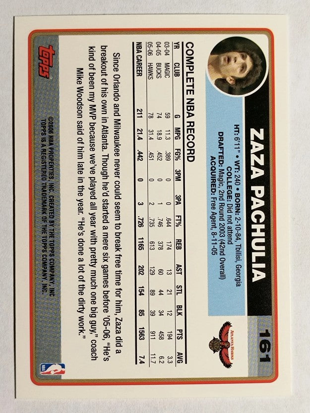 2006-07 Topps #161 Zaza Pachulia