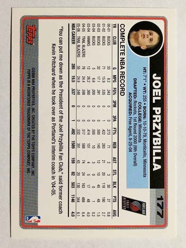 2006-07 Topps #177 Joel Przybilla