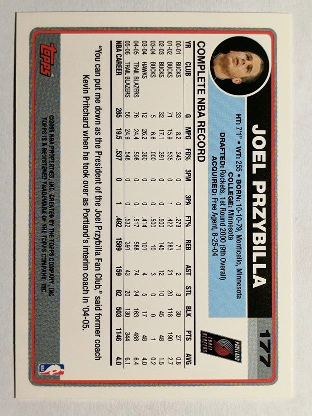2006-07 Topps #177 Joel Przybilla
