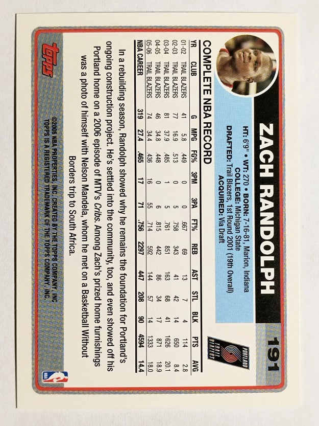 2006-07 Topps #191 Zach Randolph