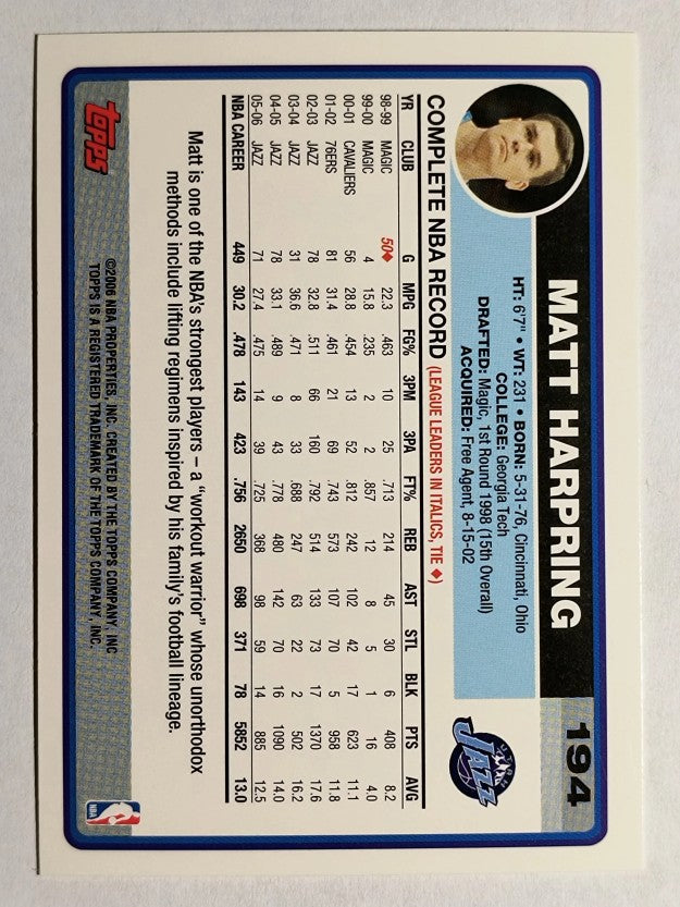 2006-07 Topps #194 Matt Harpring