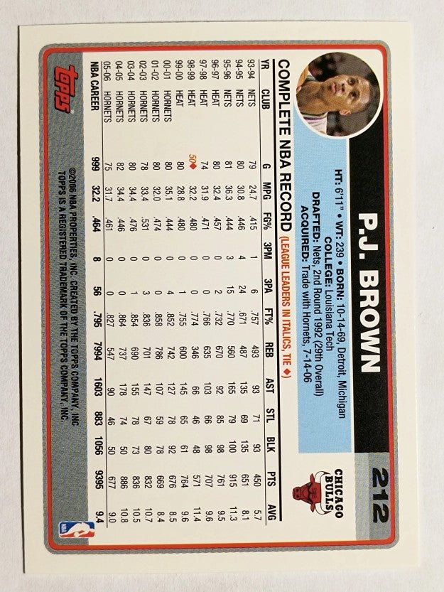 2006-07 Topps #212 P.J. Brown