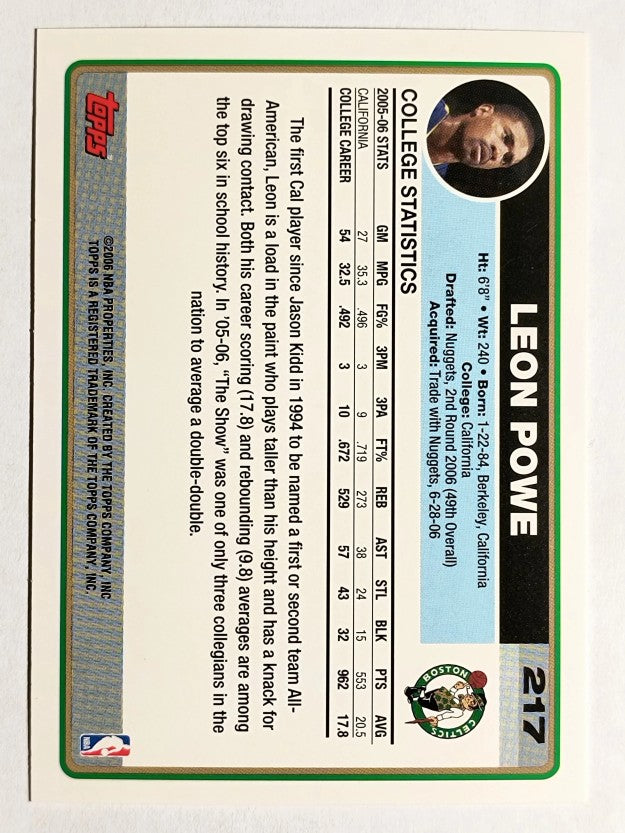 2006-07 Topps #217 Leon Powe RC