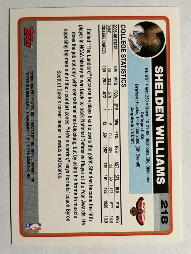 2006-07 Topps #218A Shelden Williams RC