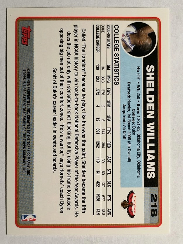 2006-07 Topps #218B Shelden Williams Draft RC