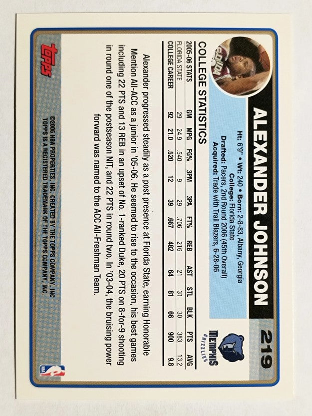 2006-07 Topps #219 Alexander Johnson RC