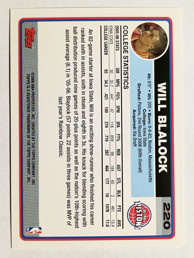 2006-07 Topps #220 Will Blalock RC