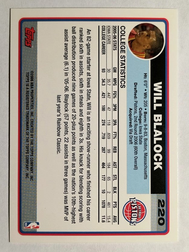 2006-07 Topps #220 Will Blalock RC