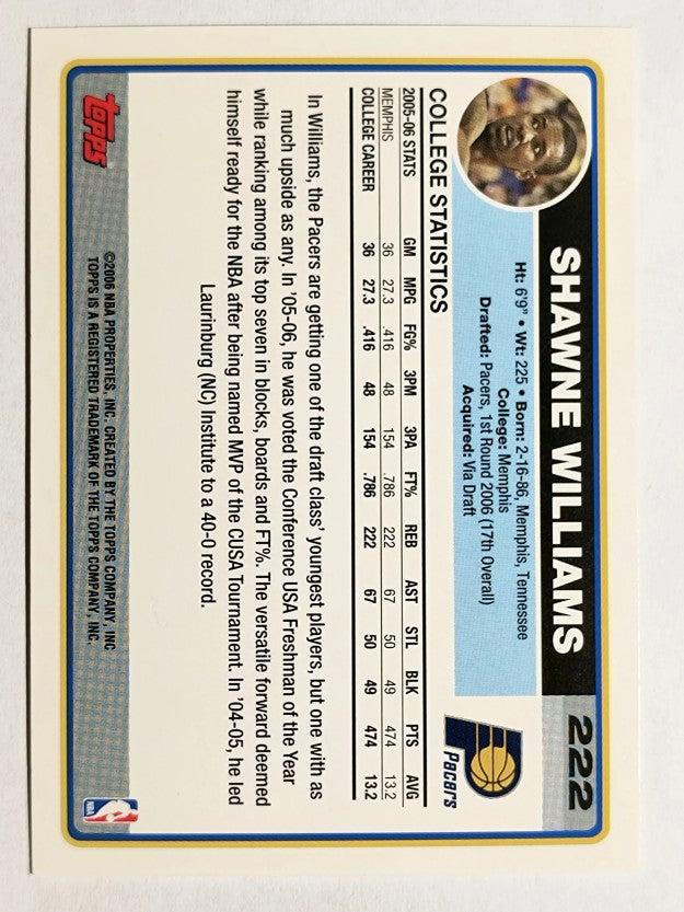 2006-07 Topps #222 Shawne Williams RC