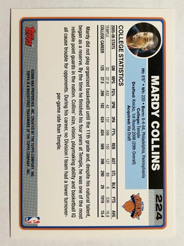 2006-07 Topps #224 Mardy Collins RC