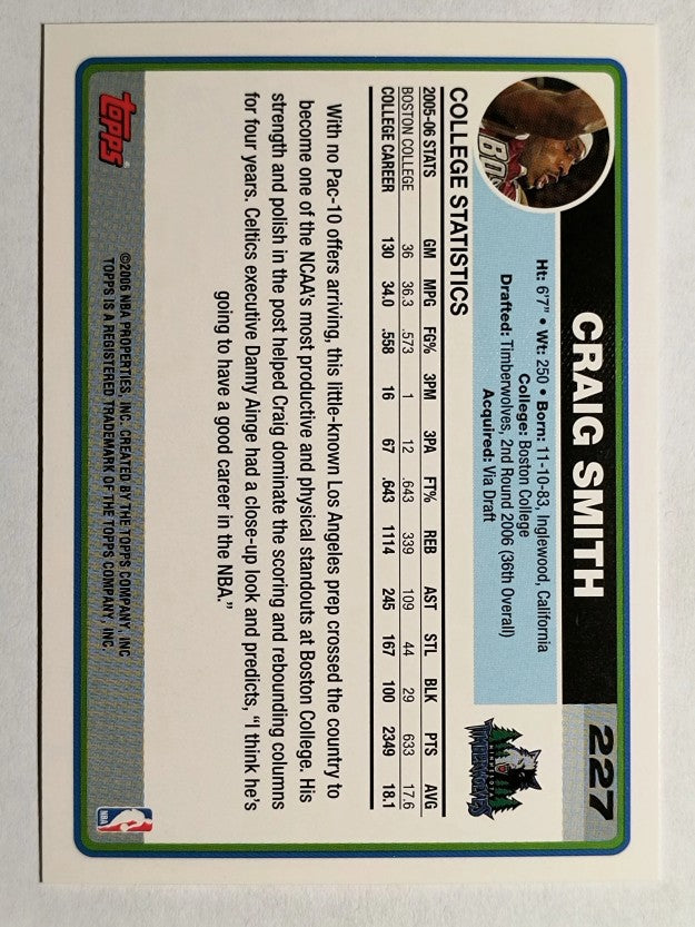 2006-07 Topps #227 Craig Smith RC
