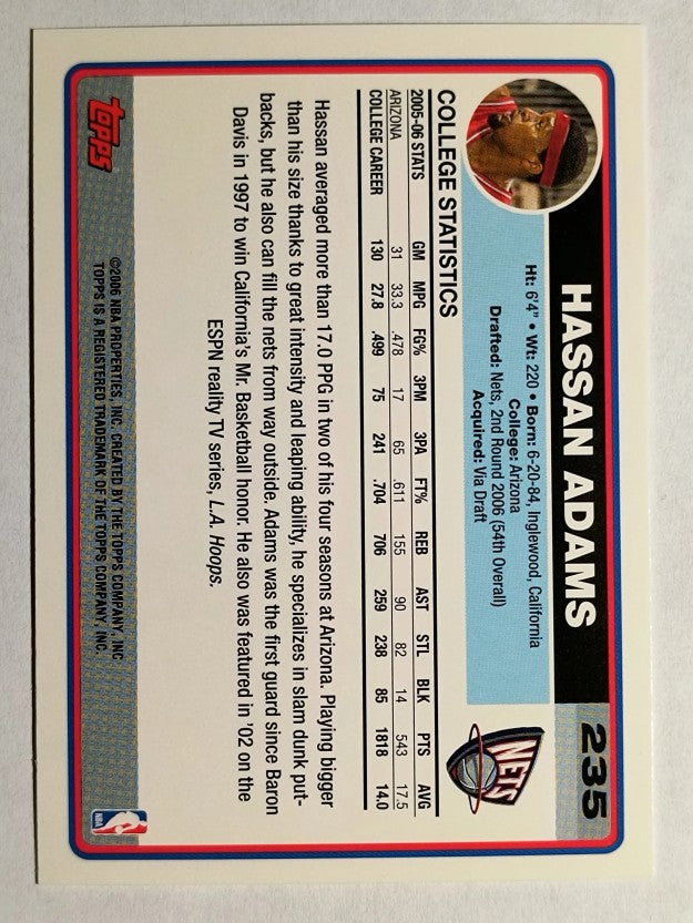 2006-07 Topps #235 Hassan Adams RC