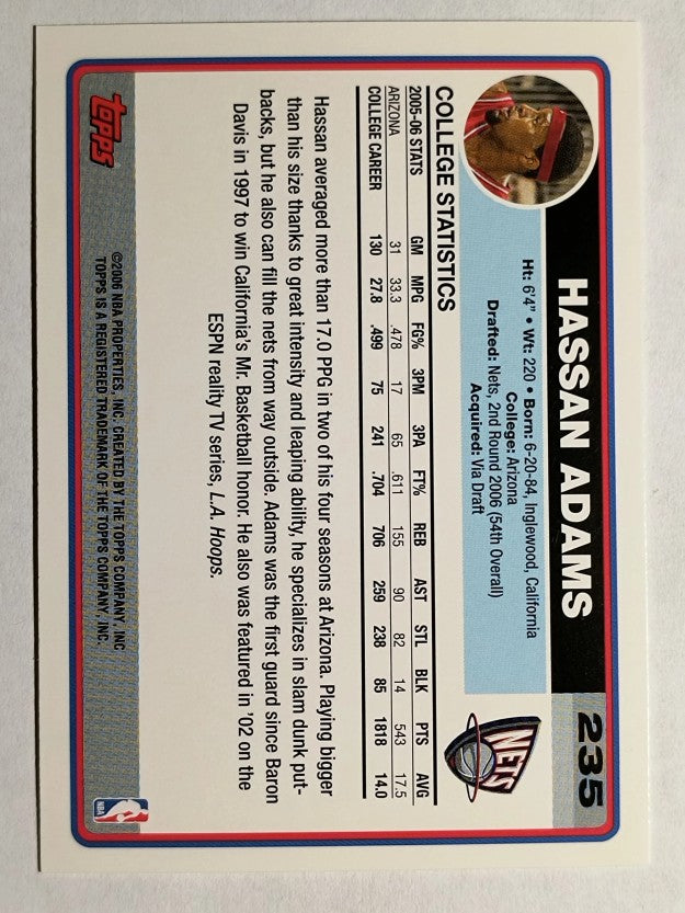 2006-07 Topps #235 Hassan Adams RC