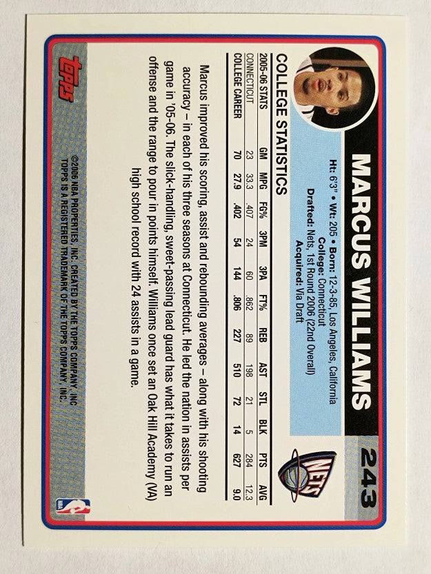 2006-07 Topps #243A Marcus Williams RC