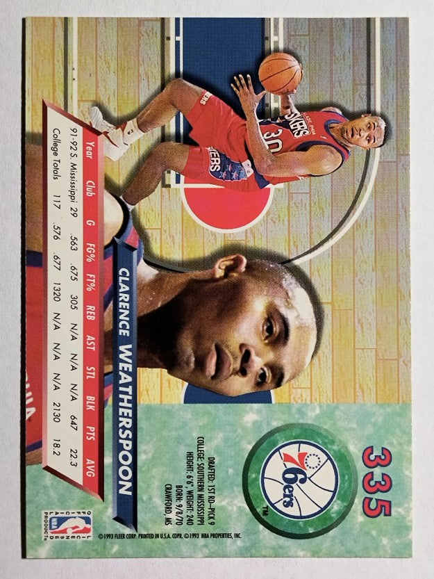 1992-93 Ultra #335 Clarence Weatherspoon RC