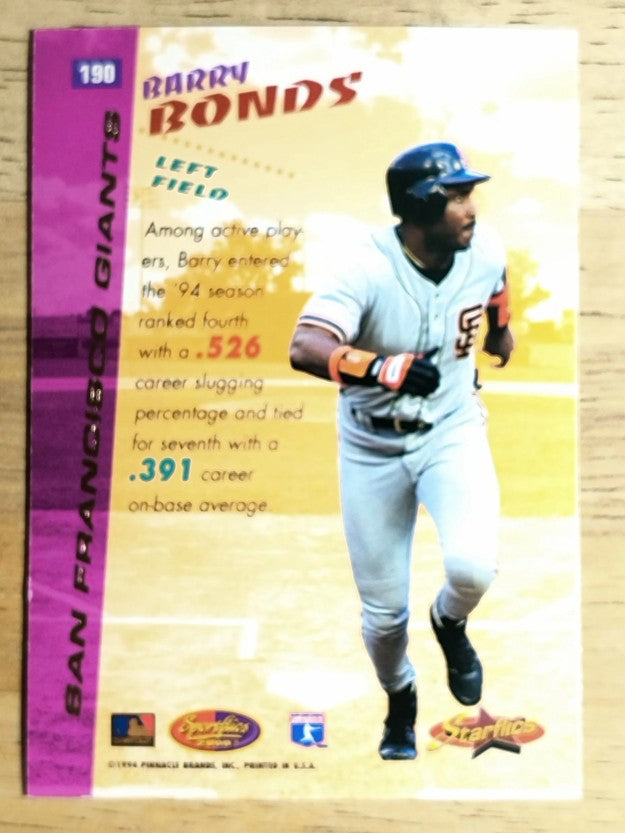 1994 Sportflics #190 Barry Bonds SF