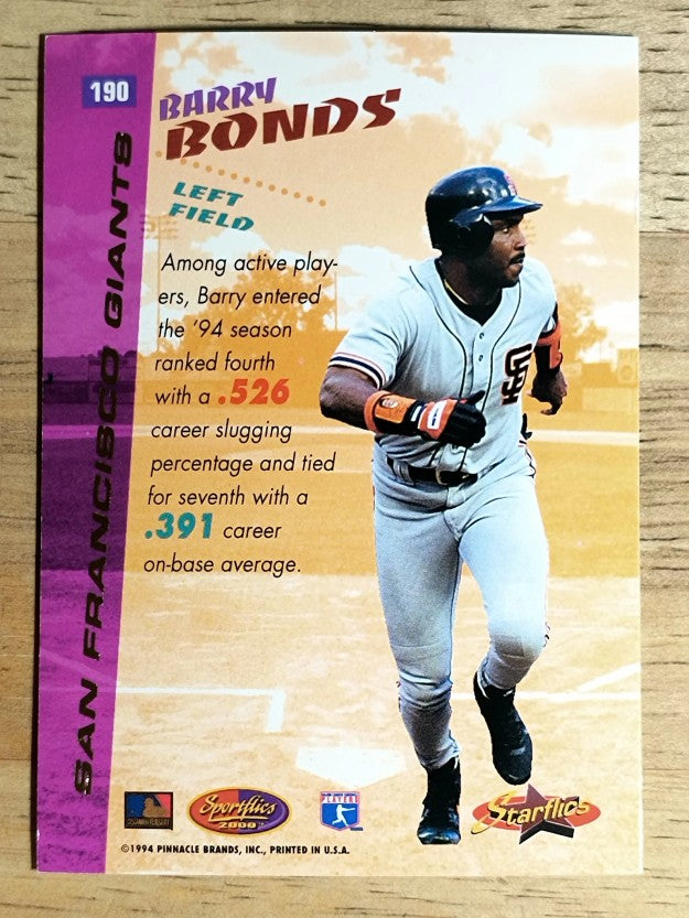 1994 Sportflics #190 Barry Bonds SF