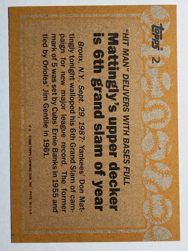 1988 Topps #2 Don Mattingly RB