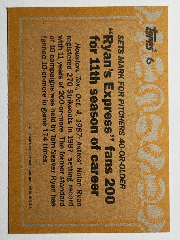 1988 Topps #6 Nolan Ryan RB