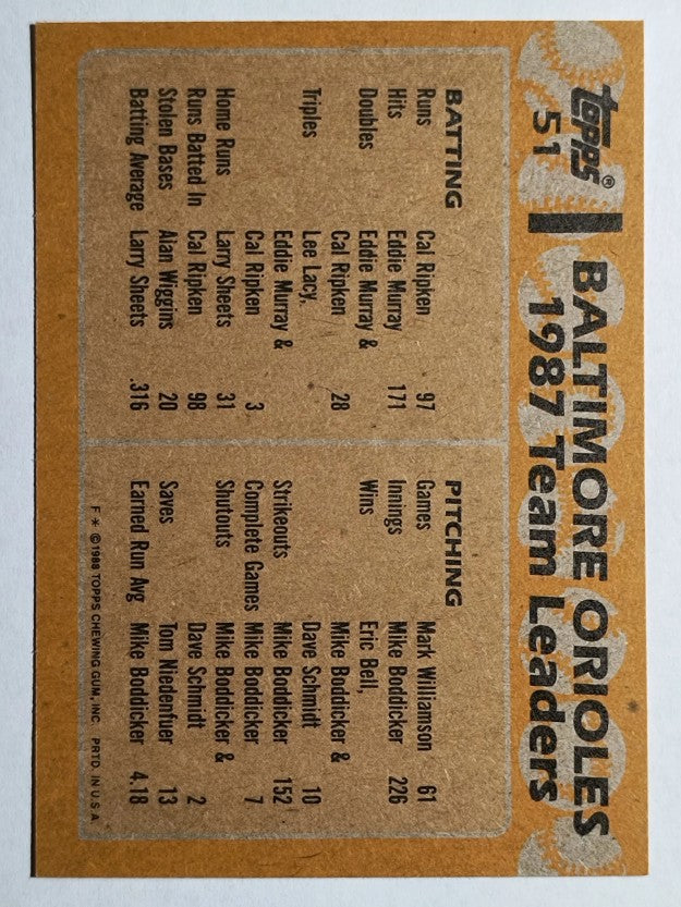 1988 Topps #51 Eddie Murray/Cal Ripken TL