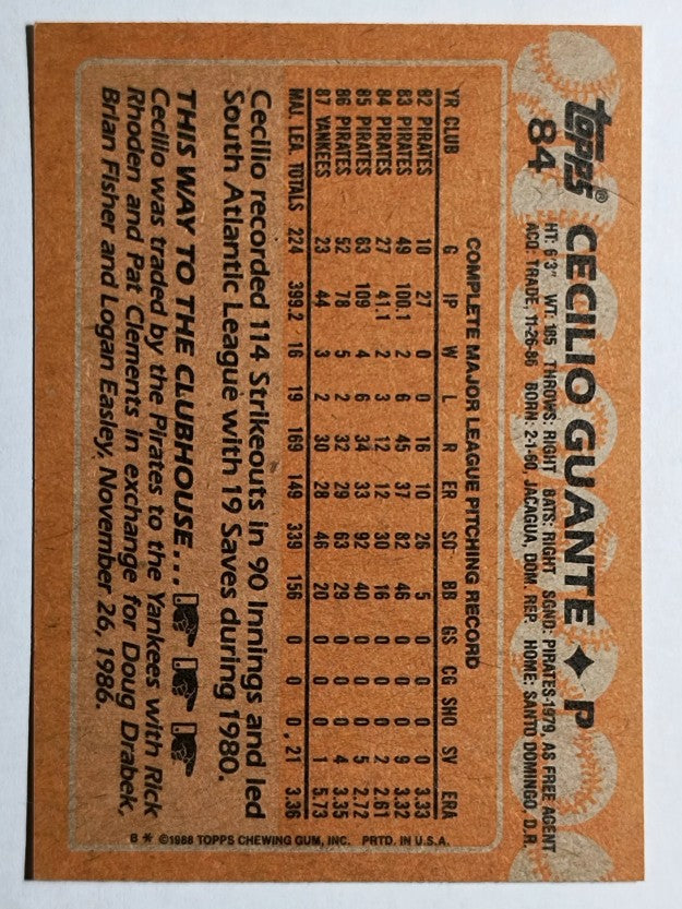 1988 Topps #84 Cecilio Guante