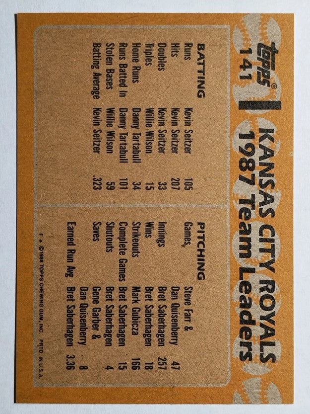 1988 Topps #141 George Brett/Bret Saberhagen TL