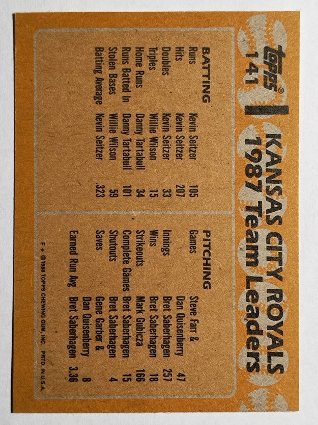 1988 Topps #141 George Brett/Bret Saberhagen TL