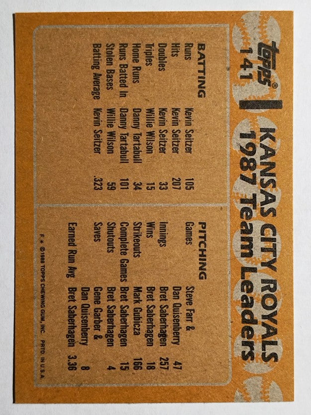 1988 Topps #141 George Brett/Bret Saberhagen TL
