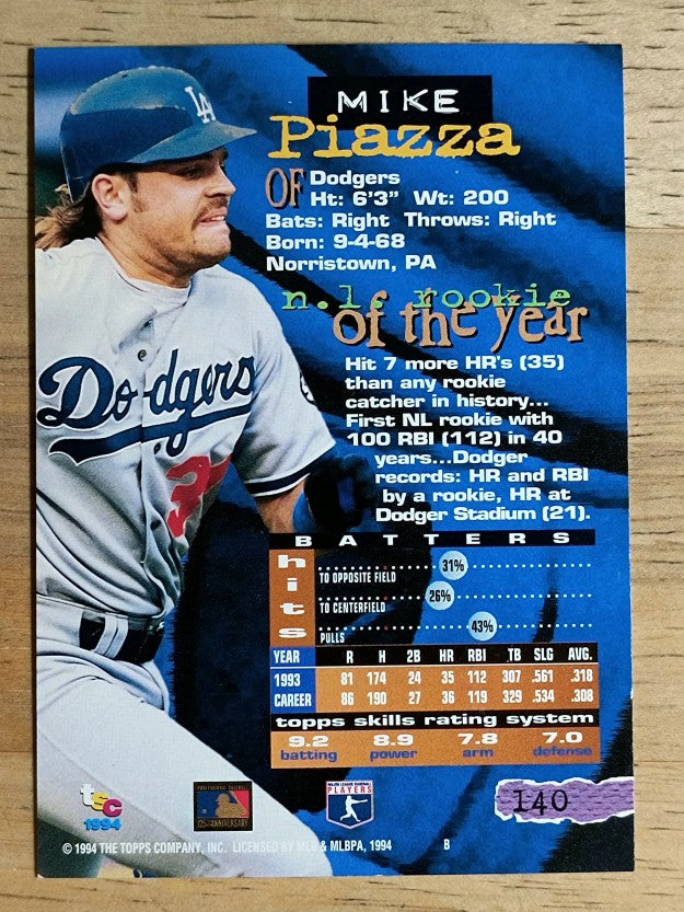 1994 Stadium Club #140 Mike Piazza