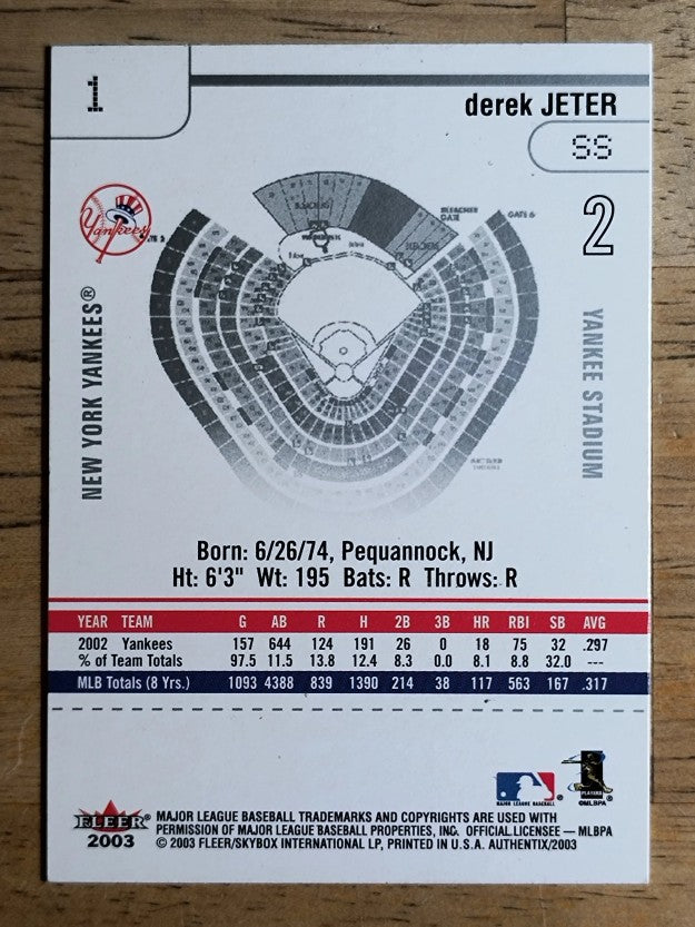 2003 Fleer Authentix #1 Derek Jeter