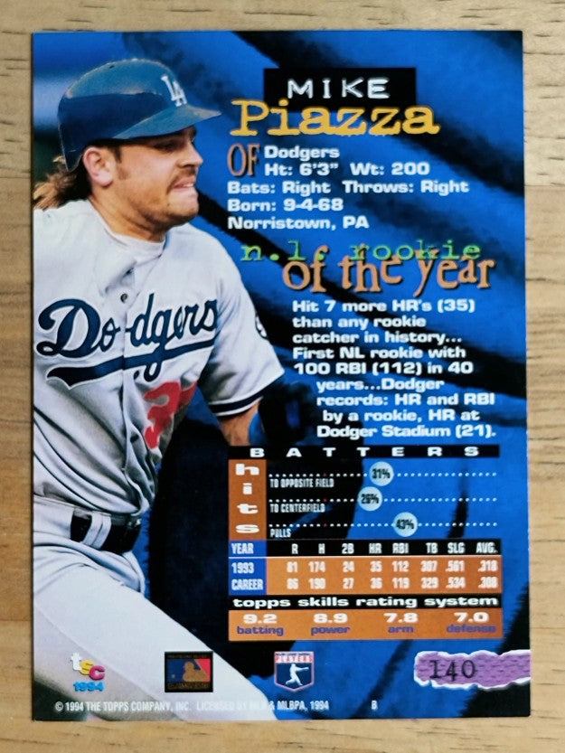 1994 Stadium Club #140 Mike Piazza