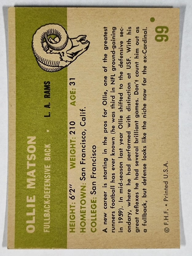 1961 Fleer #99 Ollie Matson (EXMT)