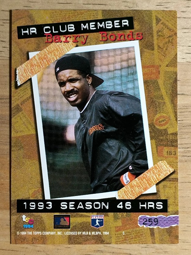 1994 Stadium Club #259 Barry Bonds HR