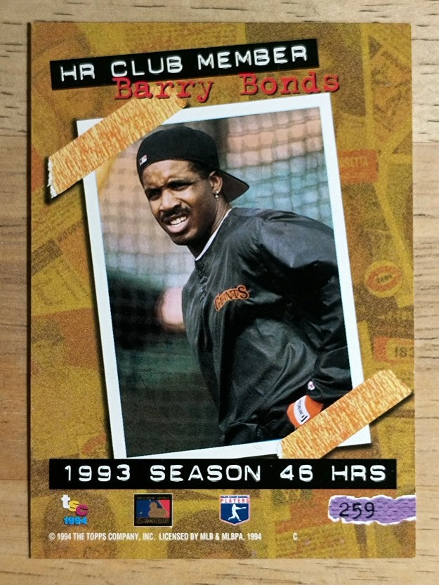1994 Stadium Club #259 Barry Bonds HR