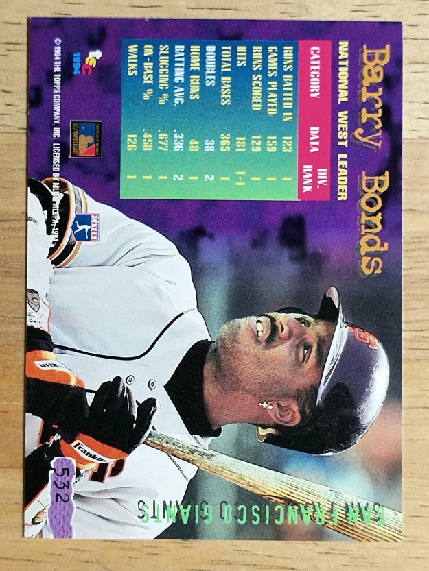 1994 Stadium Club #532 Barry Bonds DL