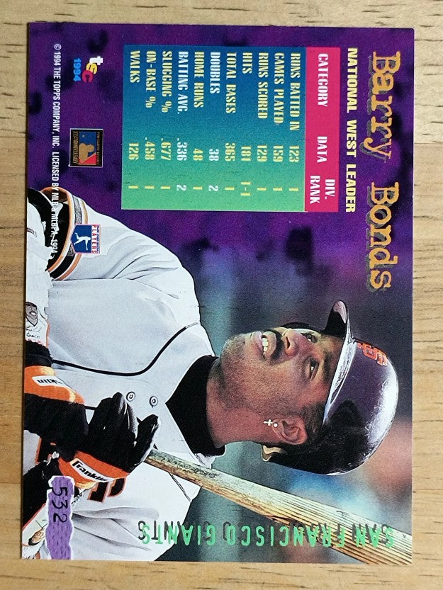 1994 Stadium Club #532 Barry Bonds DL