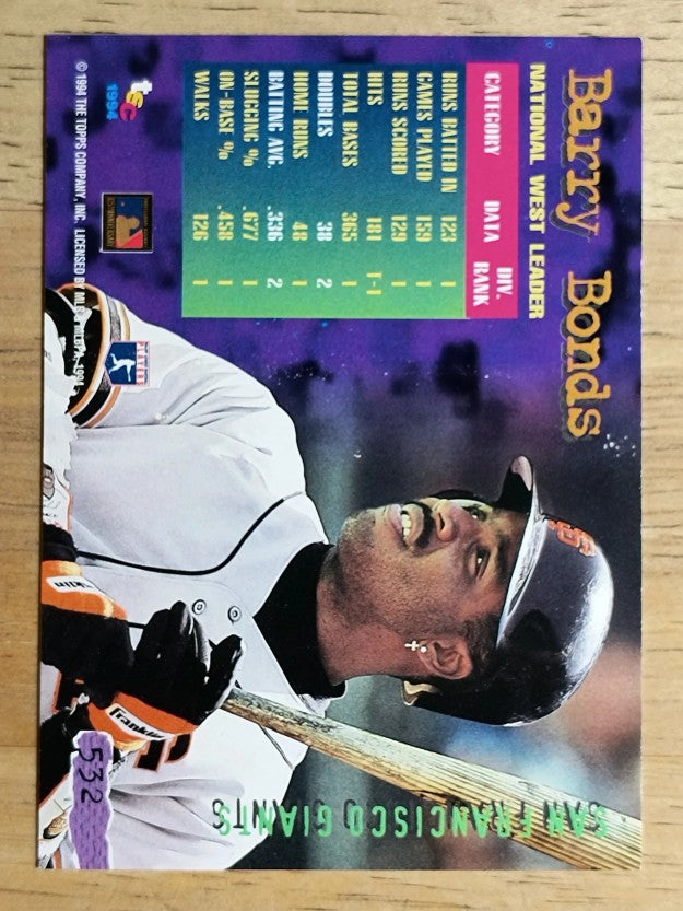 1994 Stadium Club #532 Barry Bonds DL