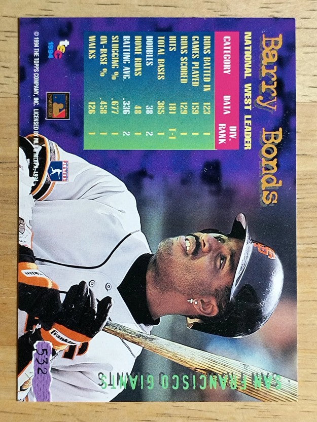 1994 Stadium Club #532 Barry Bonds DL