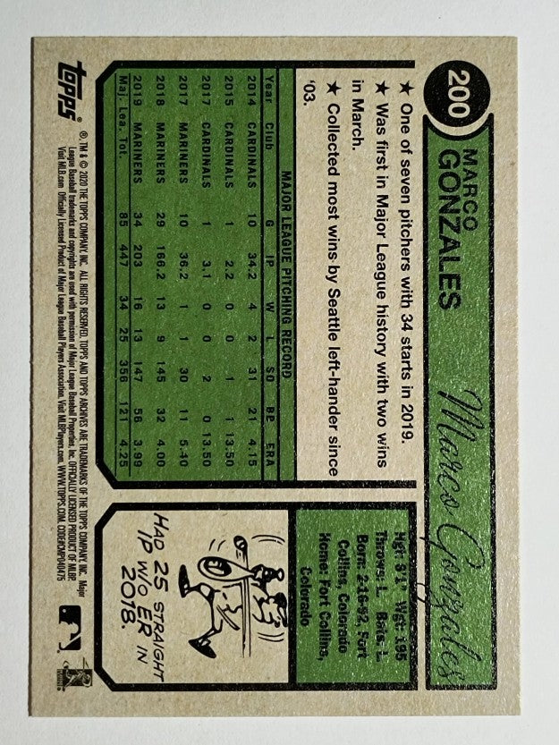 2020 Topps Archives #200 Marco Gonzales