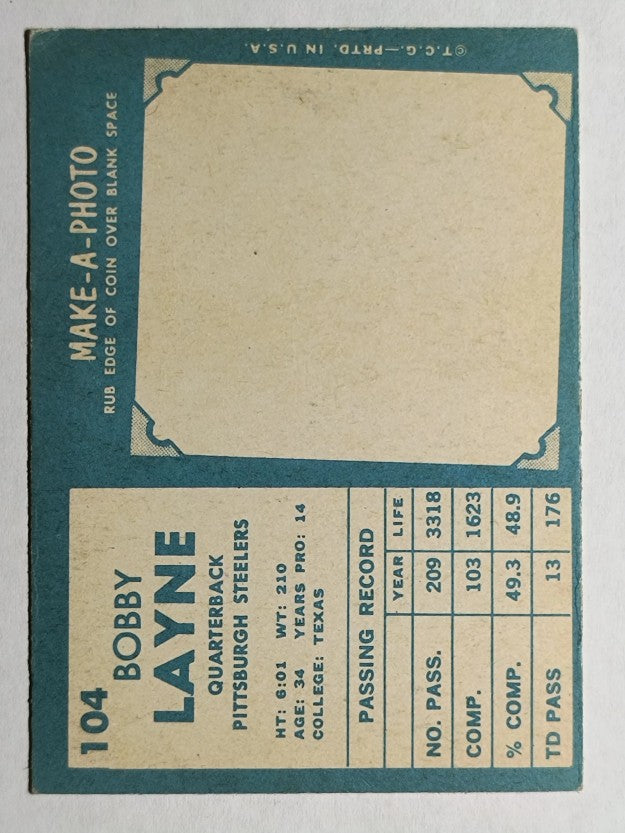 1961 Topps #104 Bobby Layne (EX)