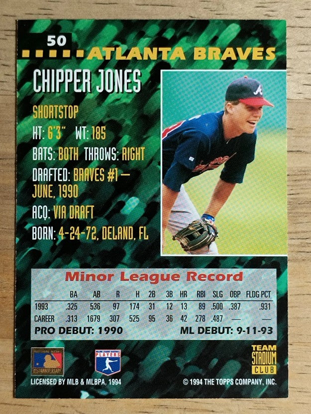 1994 Stadium Club Team #50 Chipper Jones