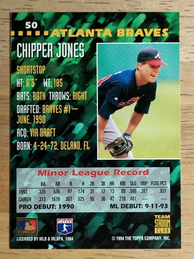 1994 Stadium Club Team #50 Chipper Jones