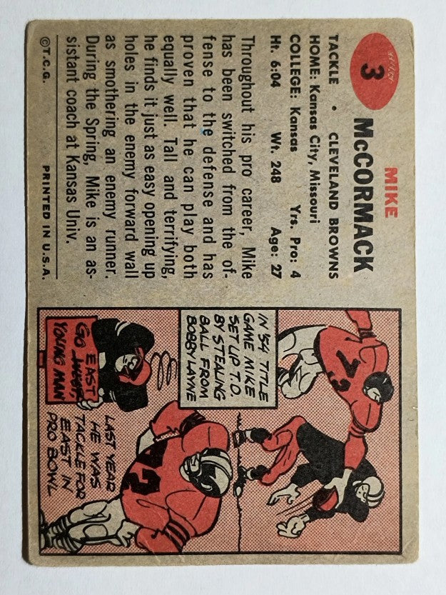 1957 Topps #3 Mike McCormack (VG)