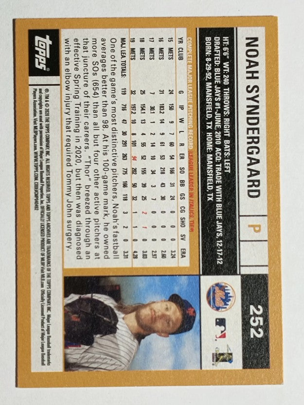 2020 Topps Archives #252 Noah Syndergaard