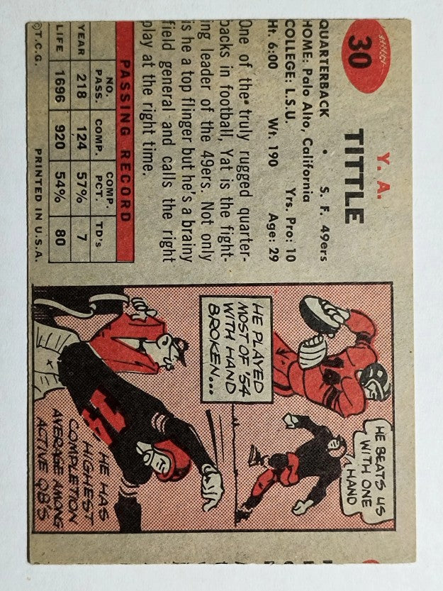 1957 Topps #30 Y.A.Tittle (VGEX)