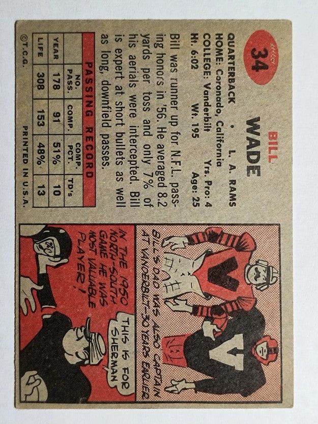1957 Topps #34 Bill Wade (EX)