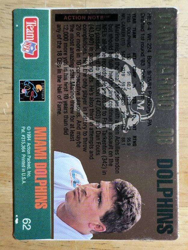 1994 Action Packed #62 Dan Marino